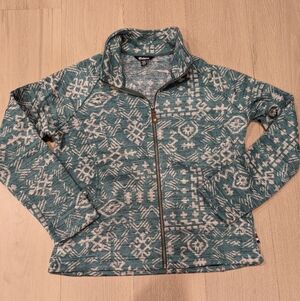 Sherpa Teal Patterned Zip-Up Fleece